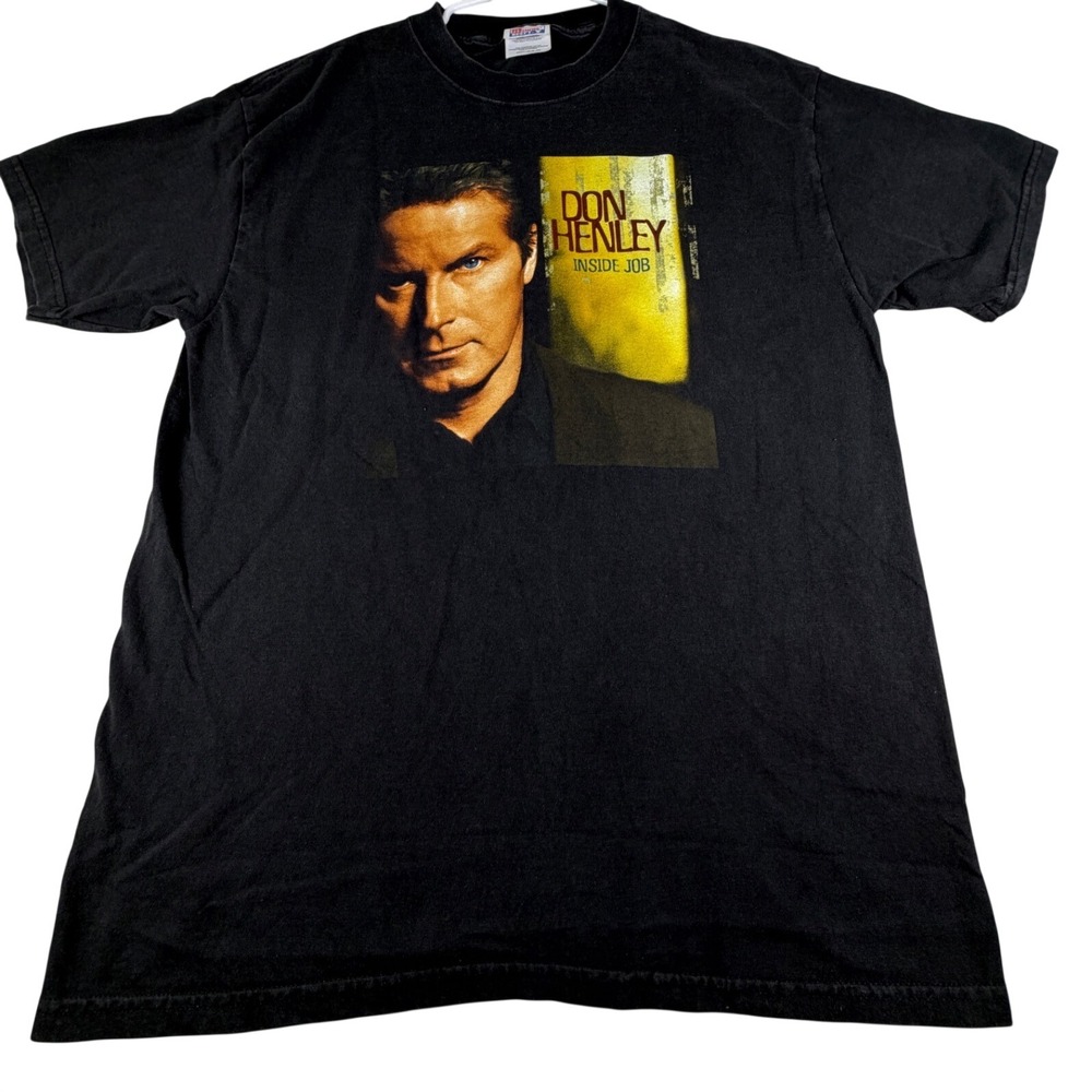 Vintage Don Henley Inside Job Tour 2000 T-Shirt Hanes Beefy-T Black Mens L